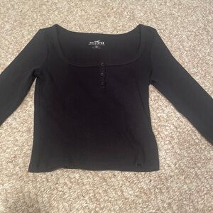 Hollister Women's Charcoal Long Sleeve Tee